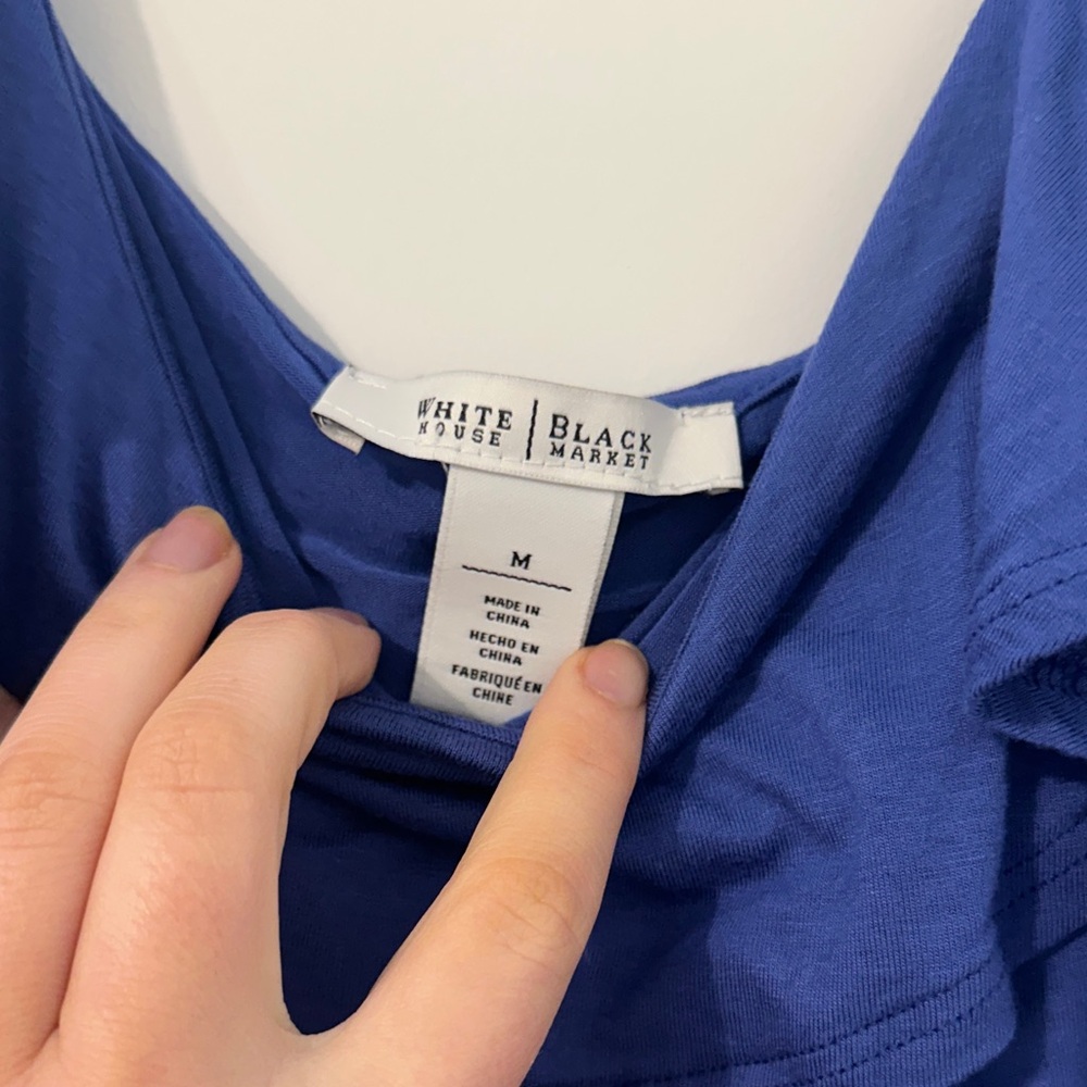 White House Black Market Royal Blue Ruffle Blouse - Picture 2 of 3